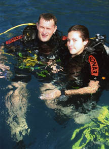 Rex and Stacey in warm water